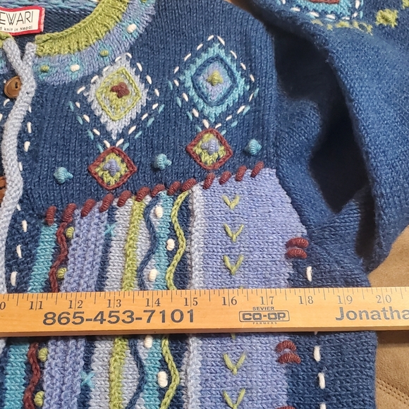 Newari Hand Knit In Nepal Colorful Knit Women's Sweater.sz L/XL - Picture 5 of 8